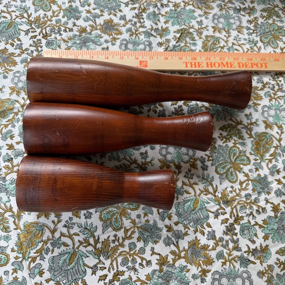 Edwin F Dalstrom Handcrafted Wood Candle Holder Set 3 Mid Century Modern Taper